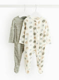 Khaki Stripe &amp;amp; Smiley Face Fleece Sleepsuit 2 Pack 3-6 months