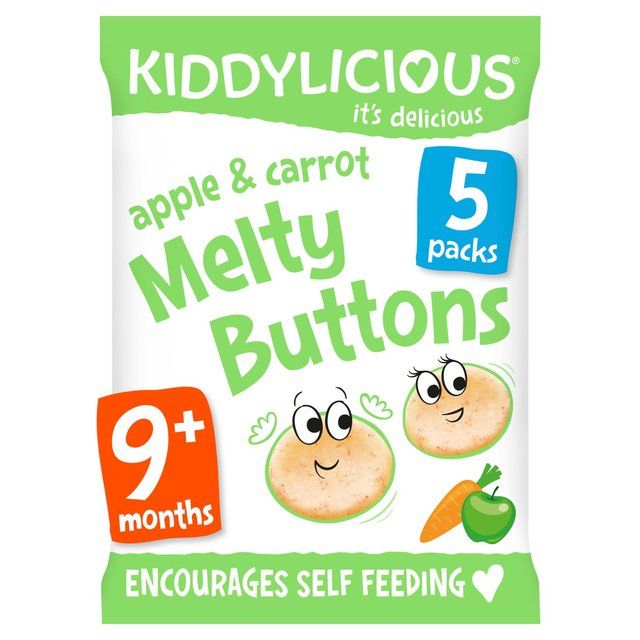 Kiddylicious Apple &amp;amp; Carrot Melty Buttons Baby Snacks Multi   5 x 6g