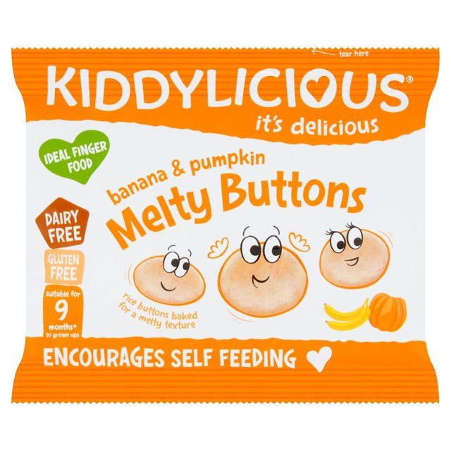 Kiddylicious Banana &amp;amp; Pumpkin Melty Buttons Baby Snacks   6g