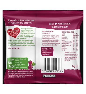 Kiddylicious Melty Buttons Rasperry &amp;amp; Beetroot 6g
