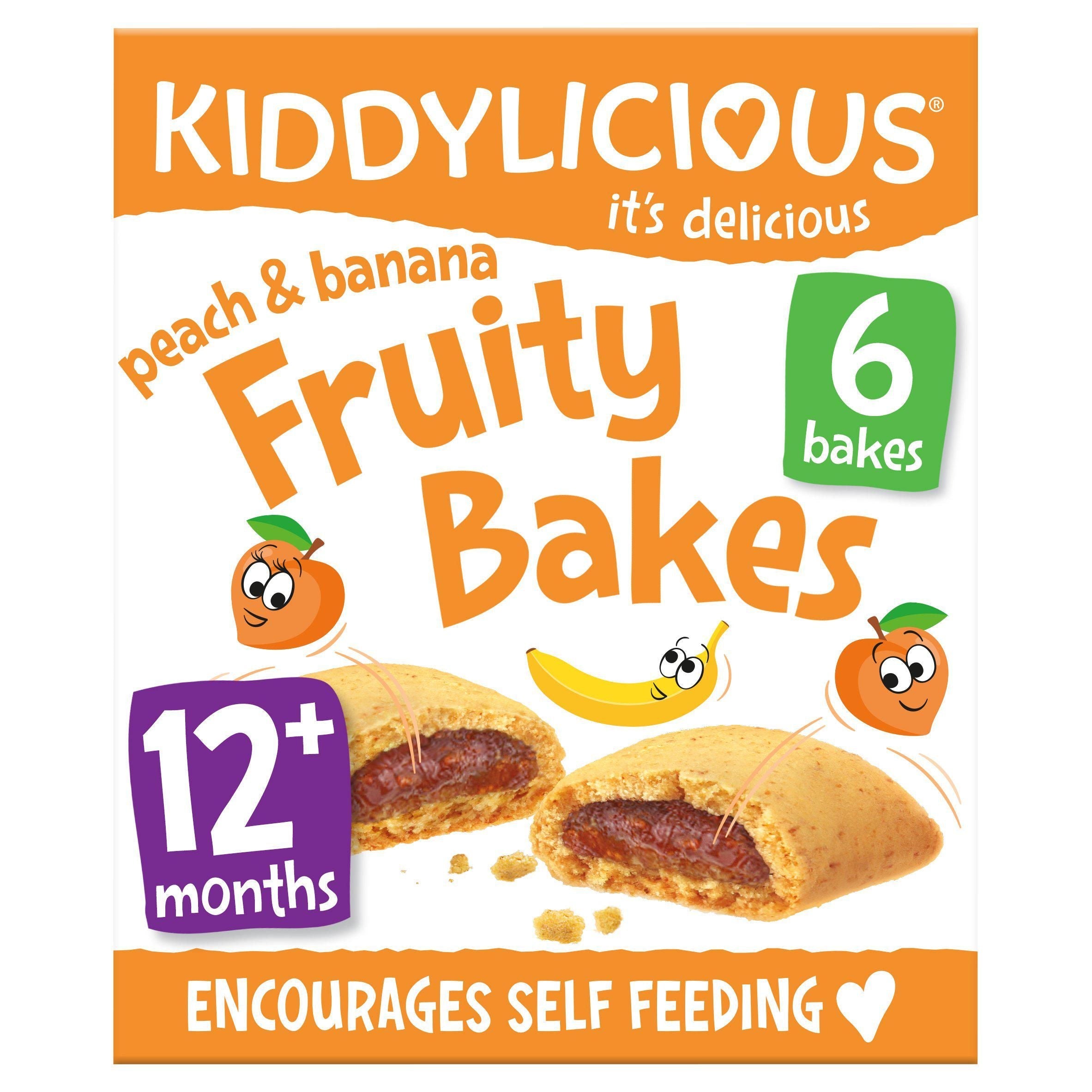 Kiddylicious Peach &amp;amp; Banana Fruity Bakes Baby Snacks 6x22g