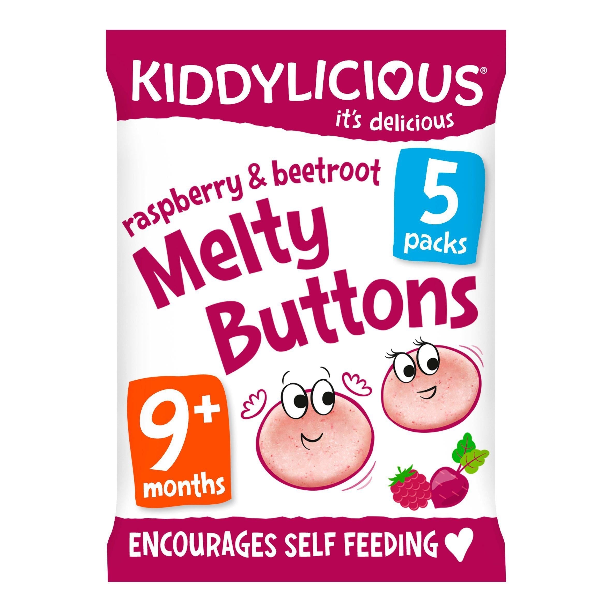 Kiddylicious Raspbery &amp;amp; Beetroot Melty Buttons Baby Snacks 5x6g
