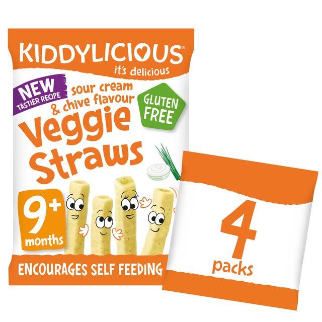 Kiddylicious Sour Cream &amp;amp; Chive Veggie Straws 9 mths+   4 x 12g