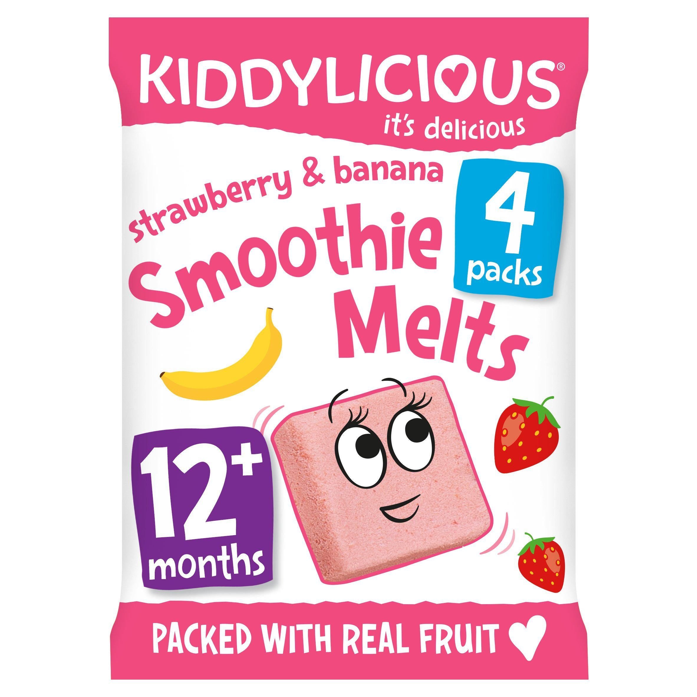 Kiddylicious Strawberry &amp;amp; Banana Smoothie Melts Baby Snacks 4x6g