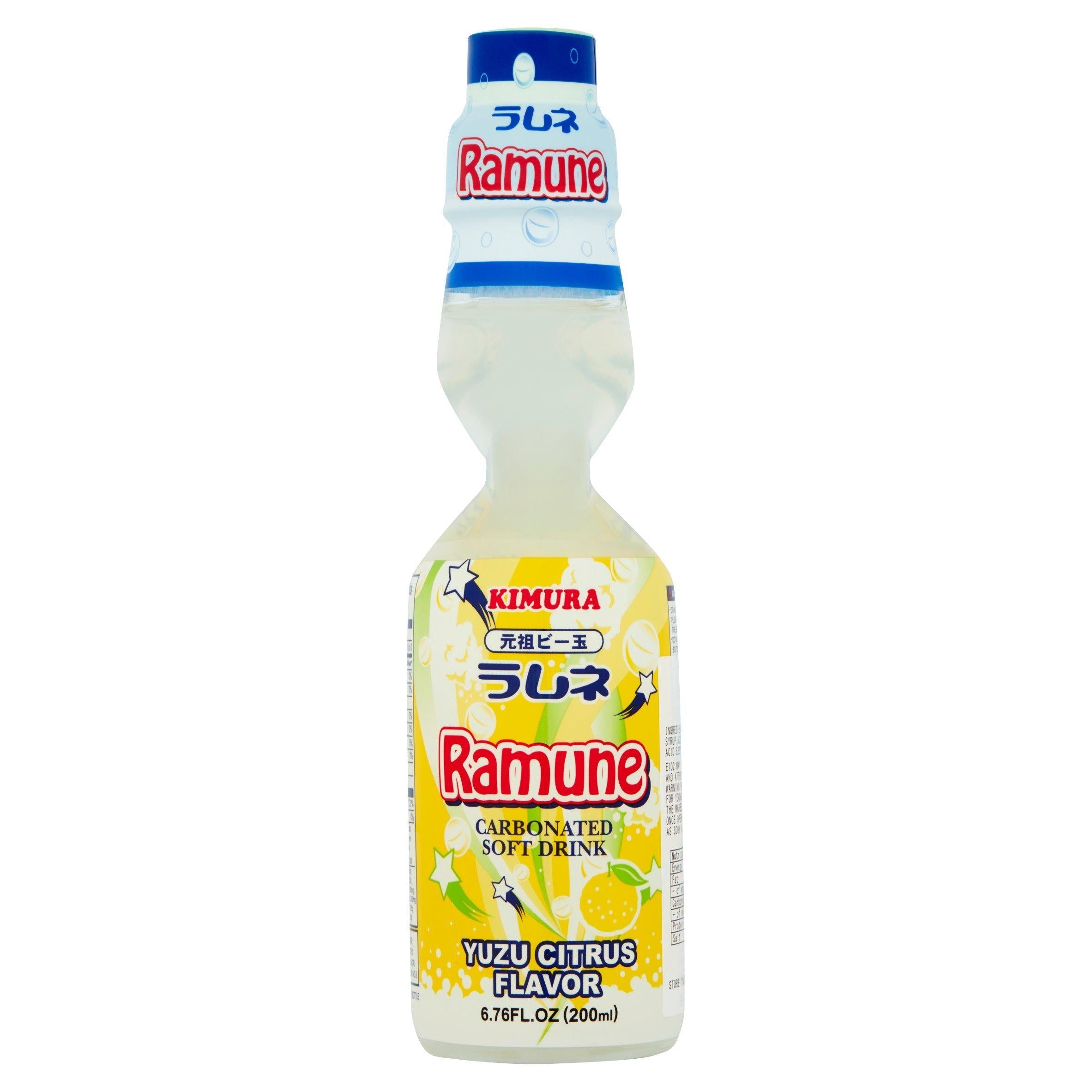 Kimura Ramune Carbonated Soft Drink Yuzu Citrus Flavor 200ml