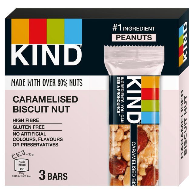 KIND Caramelised Biscuit Nut Snack Bars Multipack   3 x 30g