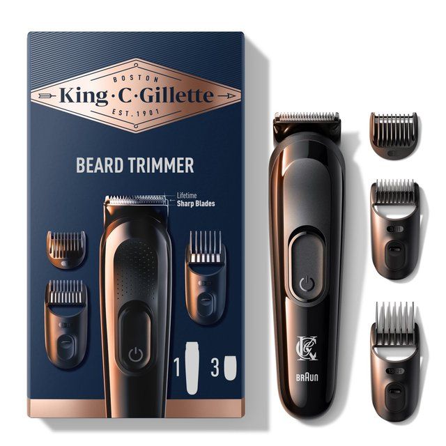 King C. Gillette Cordless Beard Hair Trimmer with 3 Interchangeable Combs