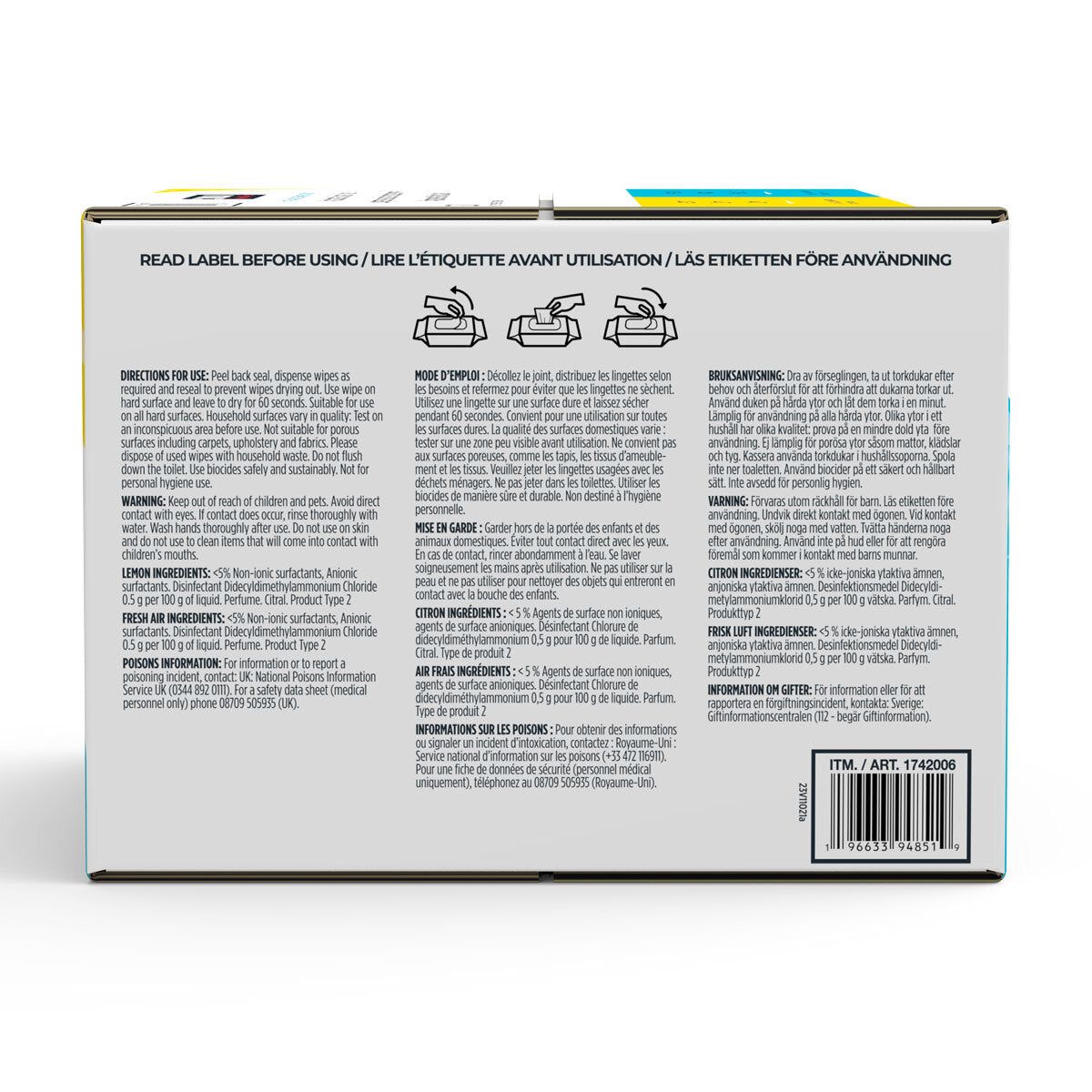 Kirkland Signature Antibacterial Surface Wipes, 4 x 80 Wipes (320 Sheets)