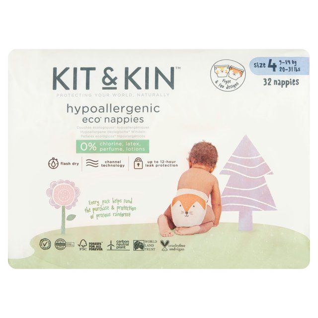Kit &amp;amp; Kin Eco Nappies Size 4 (9-14kg)   32 per pack