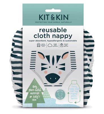 Kit &amp;amp; Kin Reusable Cloth Nappy (Zebra Design)