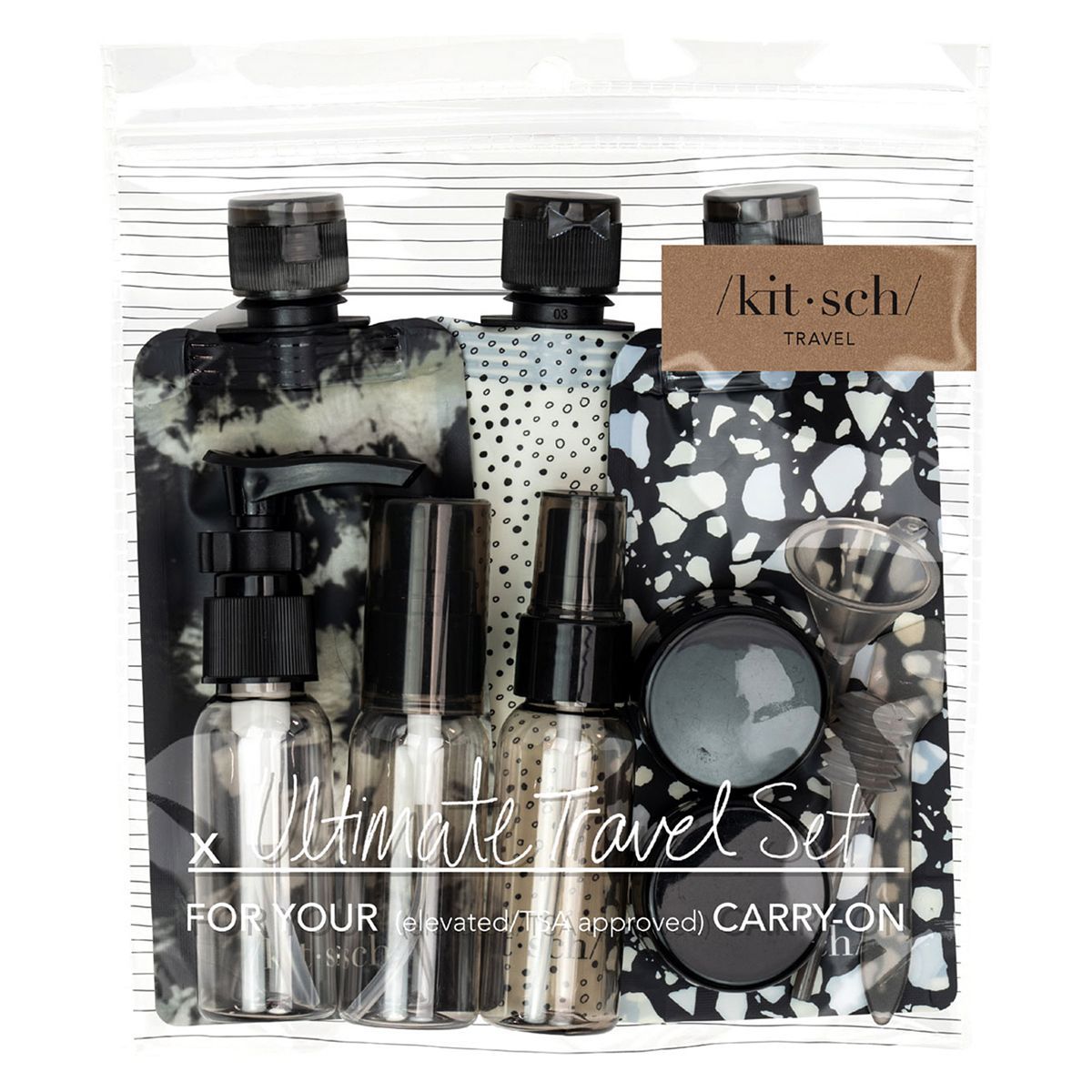 Kitsch&amp;nbsp;11 Piece Travel Bottle Set - Black
