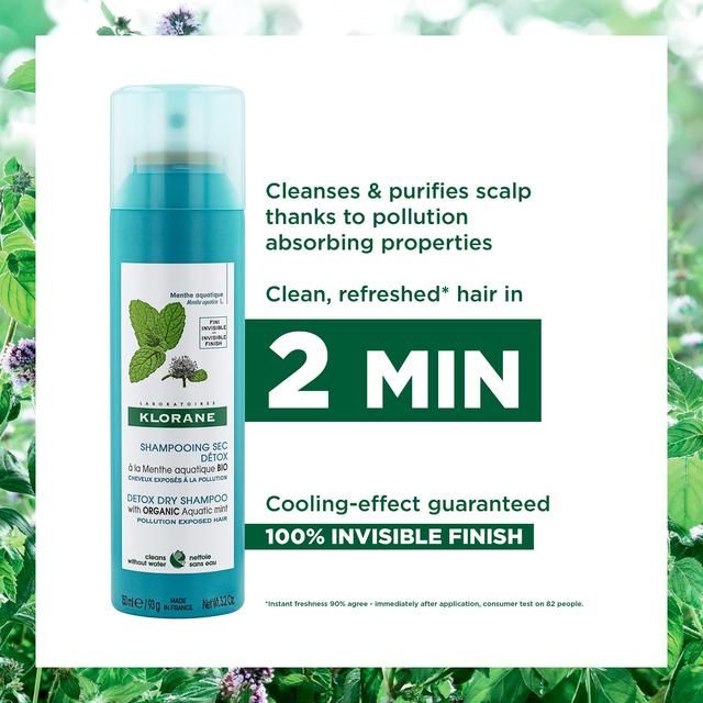 Klorane Detox Dry Shampoo with Organic Aquatic Mint    150ml