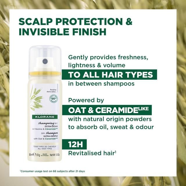 Klorane Extra-Gentle Dry Shampoo - All Hair Types - with Oat &amp;amp; CeramideLIKE   50ml