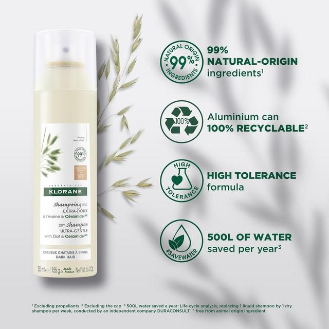Klorane Extra-Gentle Tinted  Dry Shampoo Oat &amp;amp; CeramideLIKE   150ml