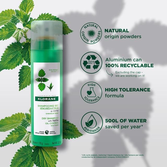 Klorane Purifying Dry Shampoo with Nettle for Oily Hair   150ml