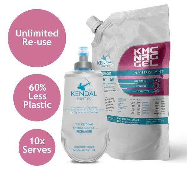 KMC Energy Gel Refill Raspberry &amp;amp; Mint  + Flask Bundle