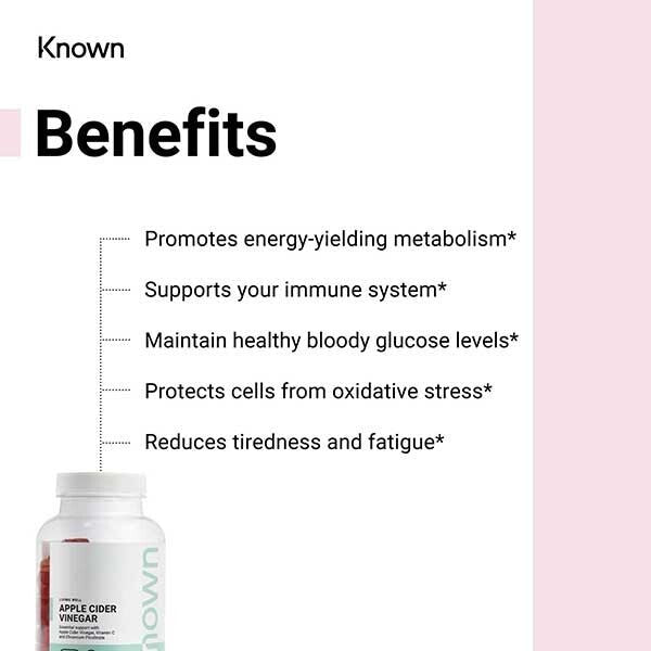 Known Apple Cider Vinegar Apple Vegan Gummy Supplements x 60