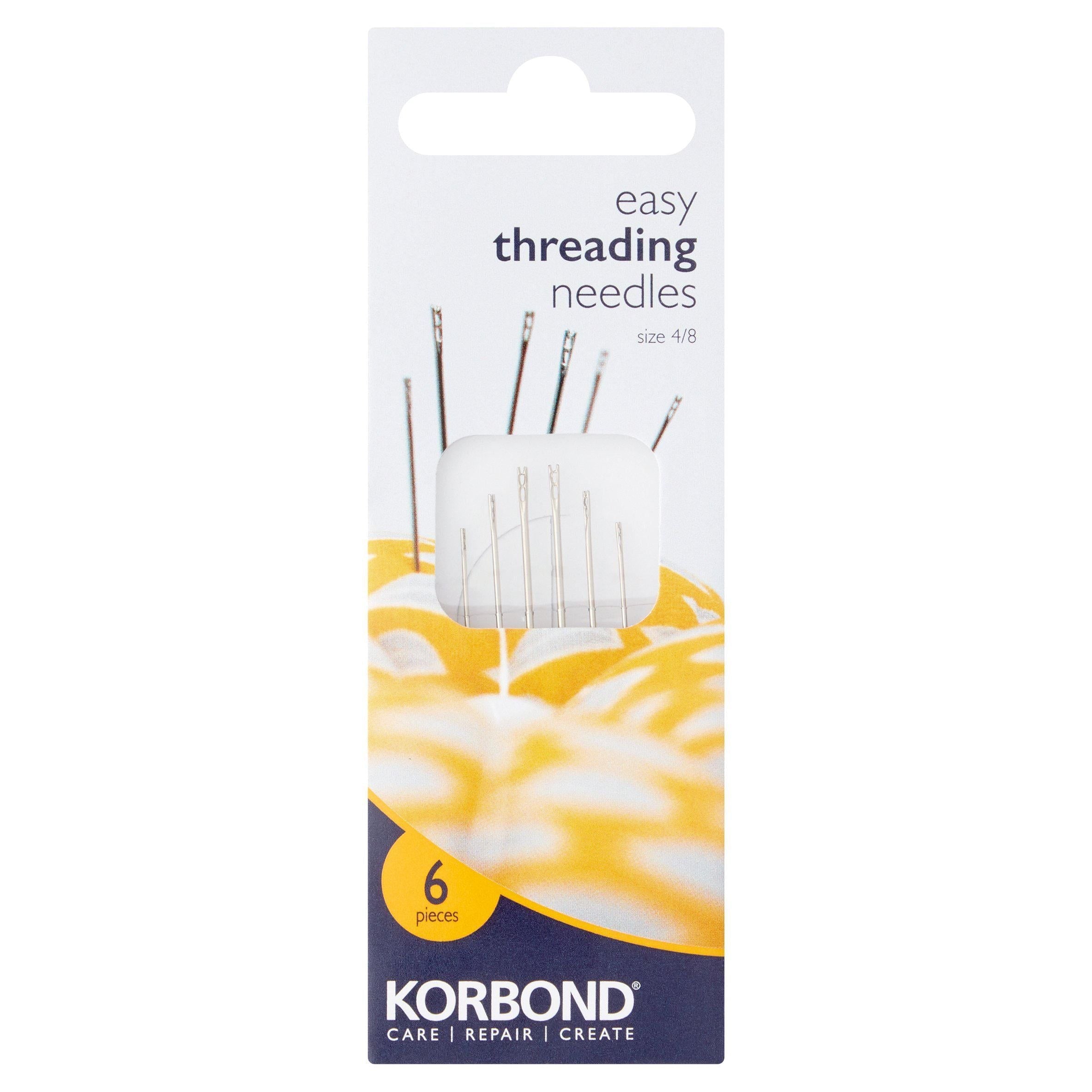 Korbond Care &amp;amp; Repair Easy Threading Needles Size 4/8 6 Pieces