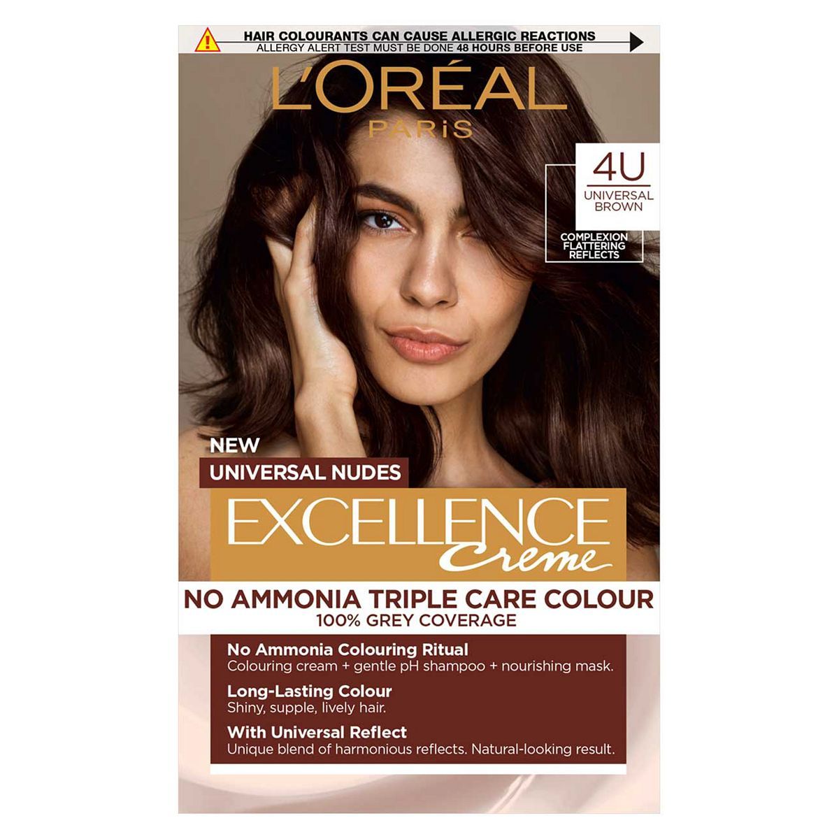 L&amp;rsquo;Or&amp;eacute;al Paris Excellence Cr&amp;egrave;me Universal Nudes Ammonia Free Permanent Hair Dye, 4U Universal Brown