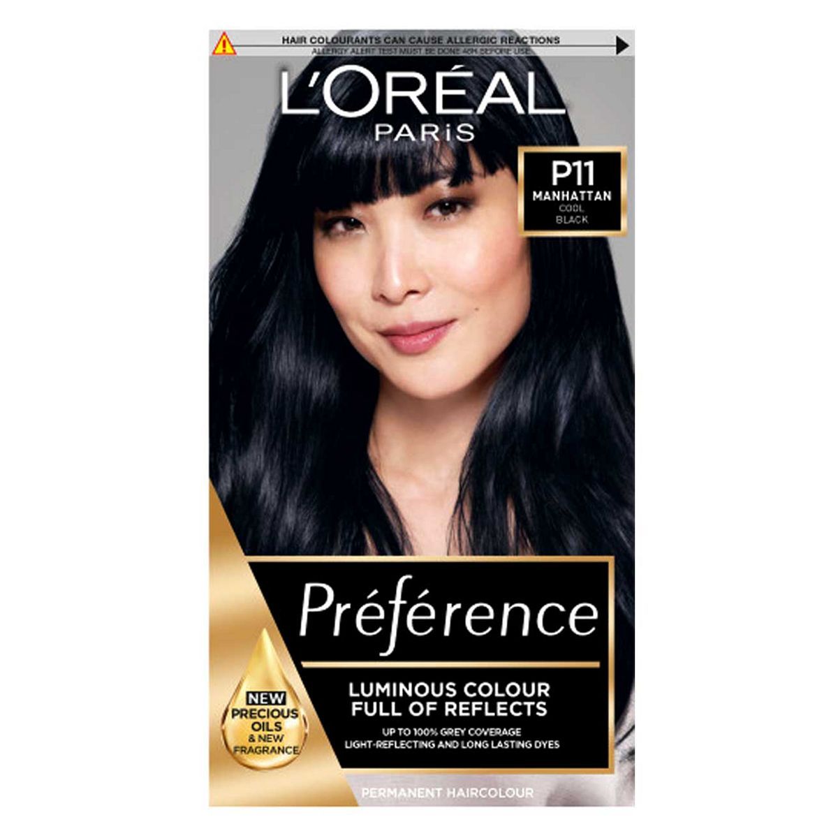 L&amp;rsquo;Or&amp;eacute;al Paris Preference Permanent Hair Dye, Luminous Colour, Cool Black P11