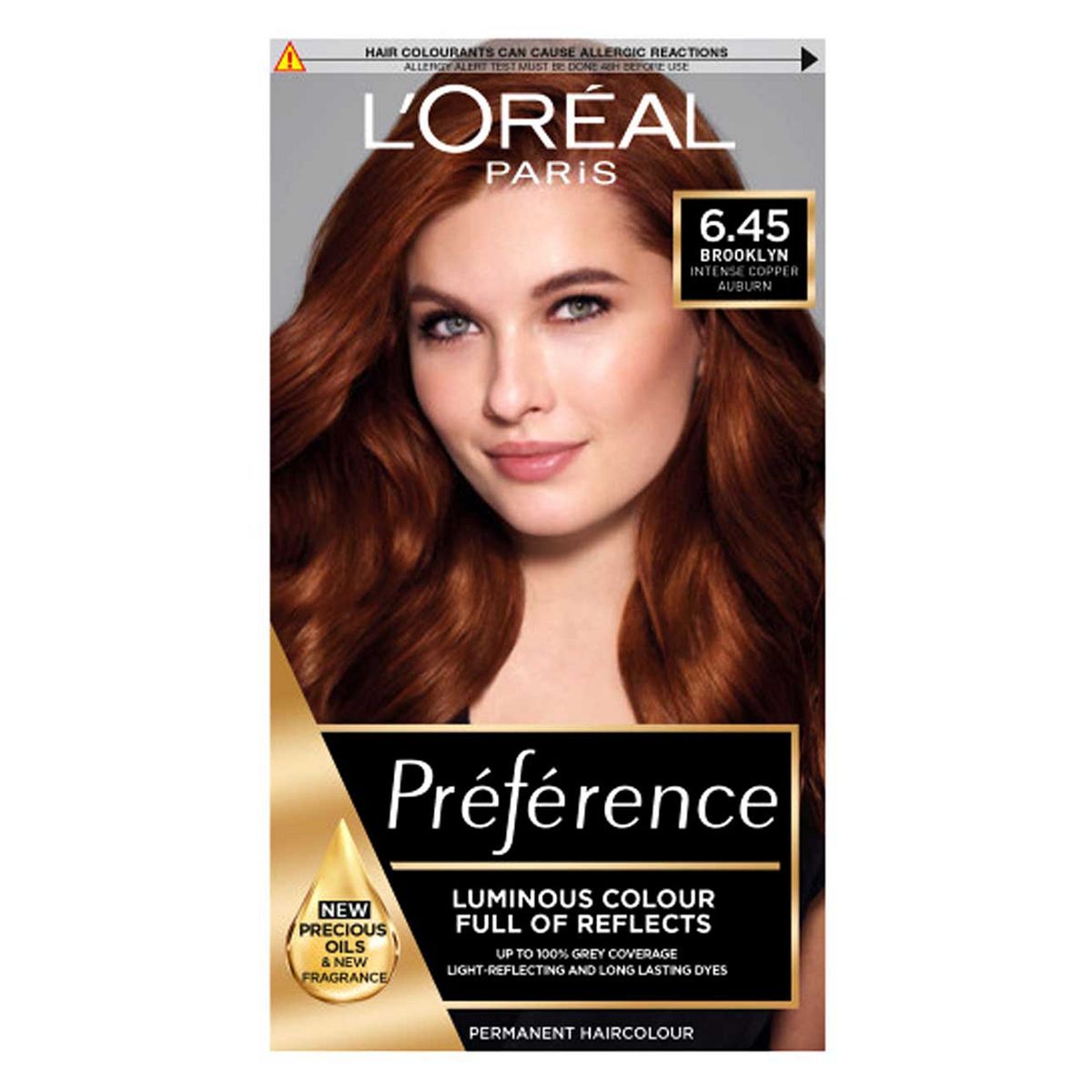 L&amp;rsquo;Or&amp;eacute;al Paris Preference Permanent Hair Dye, Luminous Colour, Intense Copper Auburn 6.45