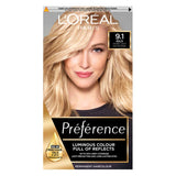 L&amp;rsquo;Or&amp;eacute;al Paris Preference Permanent Hair Dye, Luminous Colour, Light Ash Blonde 9.1