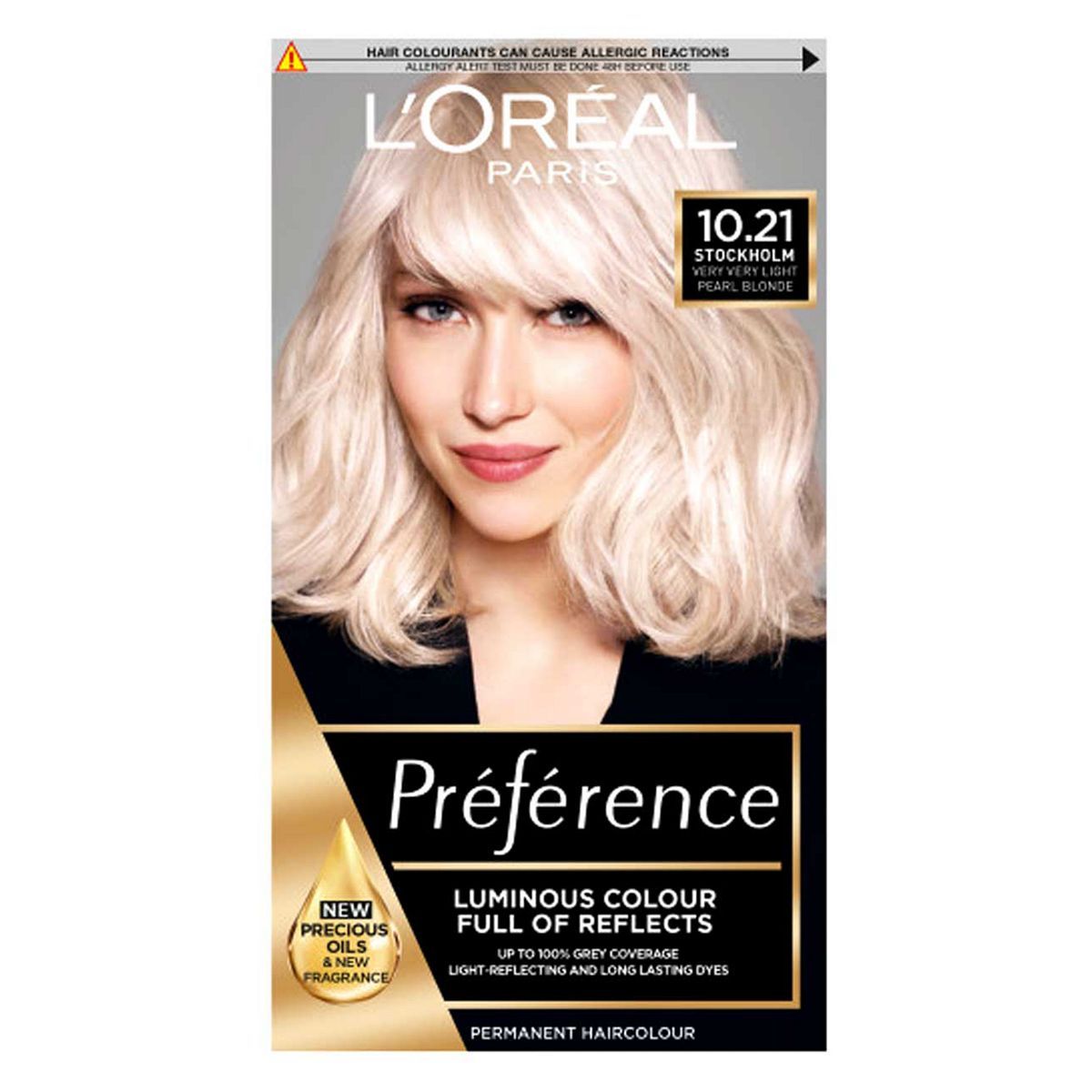 L&amp;rsquo;Or&amp;eacute;al Paris Preference Permanent Hair Dye, Luminous Colour, Very Very Light Pearl Blonde 10.21