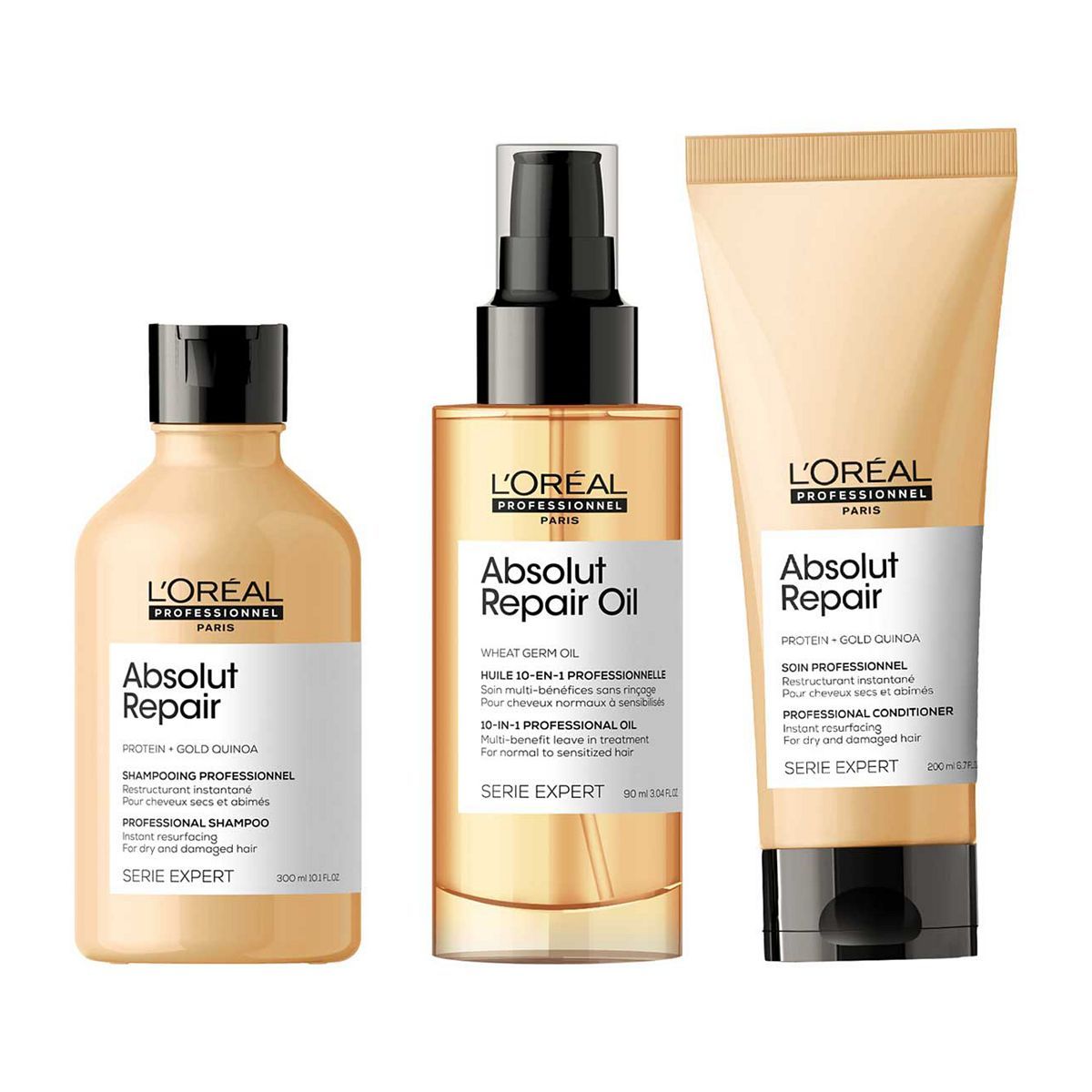 L'or&amp;eacute;al Professionnel Serie Expert Absolut Repair Shampoo, Conditioner and 10-in-1 Leave-In Oil Routine