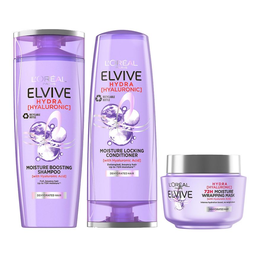 L'Oreal Elvive Hydra Hyaluronic Shampoo, Conditioner &amp;amp; Hair Mask Bundle