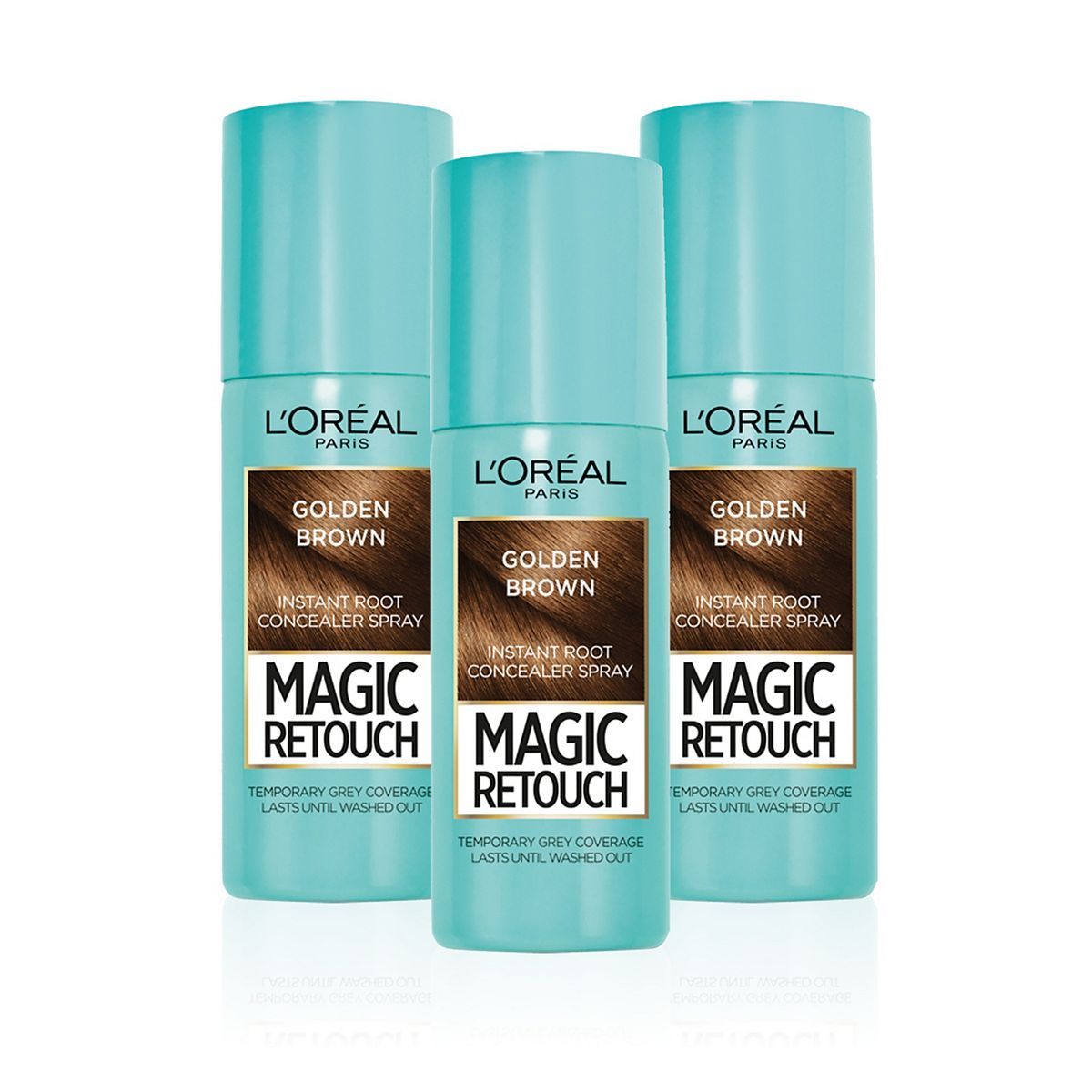 L'Oreal Magic Retouch Golden Brown Temporary Instant Grey Root Concealer Spray Triple Pack - 3x75ml