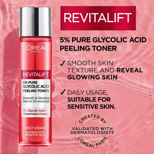 L'Oreal Paris 5% Glycolic Acid Peeling Toner For Smooth &amp;amp; Glowing Skin   180ml