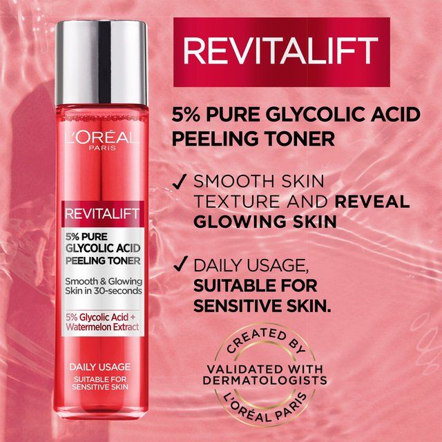 L'Oreal Paris 5% Glycolic Acid Peeling Toner For Smooth &amp;amp; Glowing Skin   180ml
