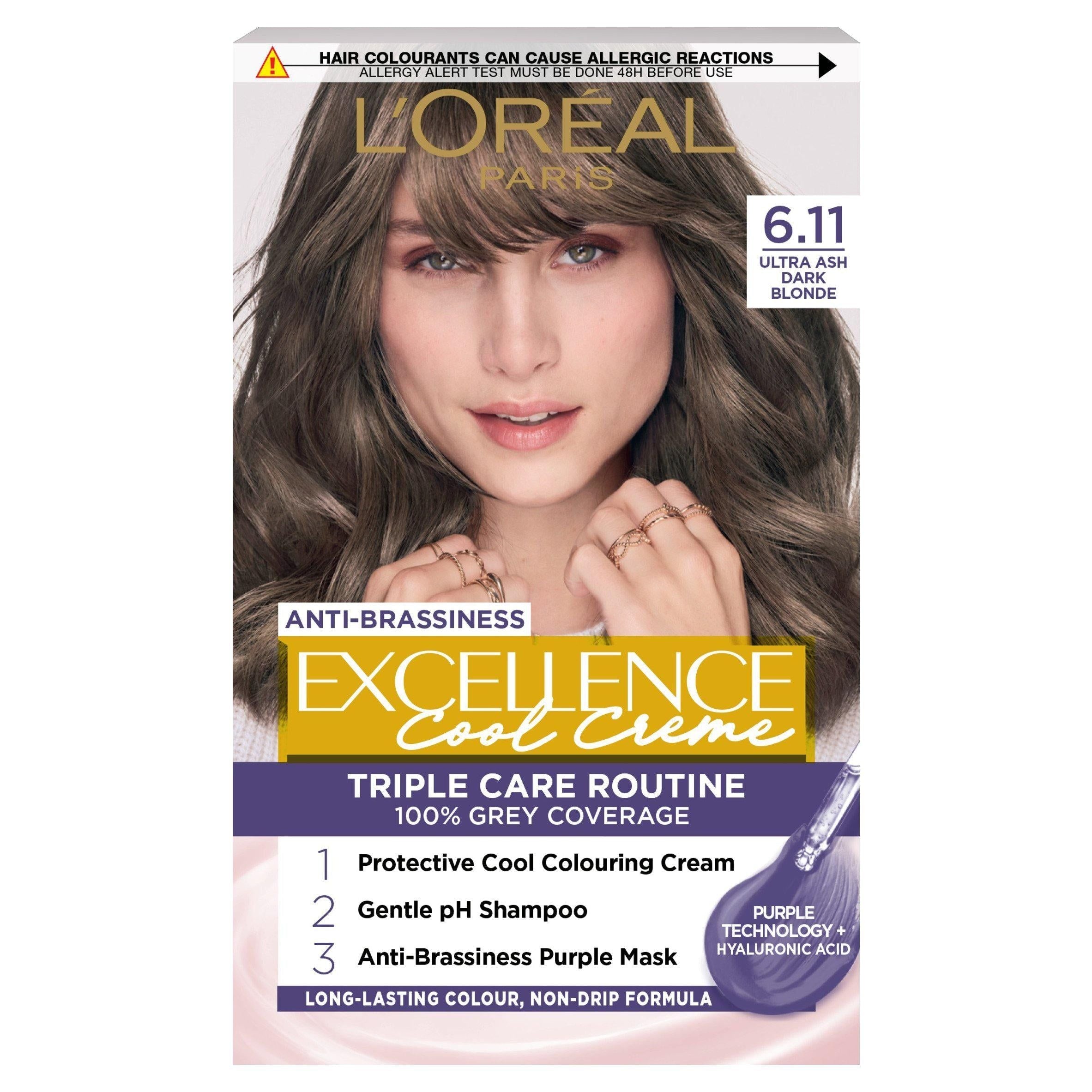 L'Oreal Paris Excellence Cool Cr&amp;egrave;me Permanent Hair Dye Ultra Ash Dark Blonde 6.11