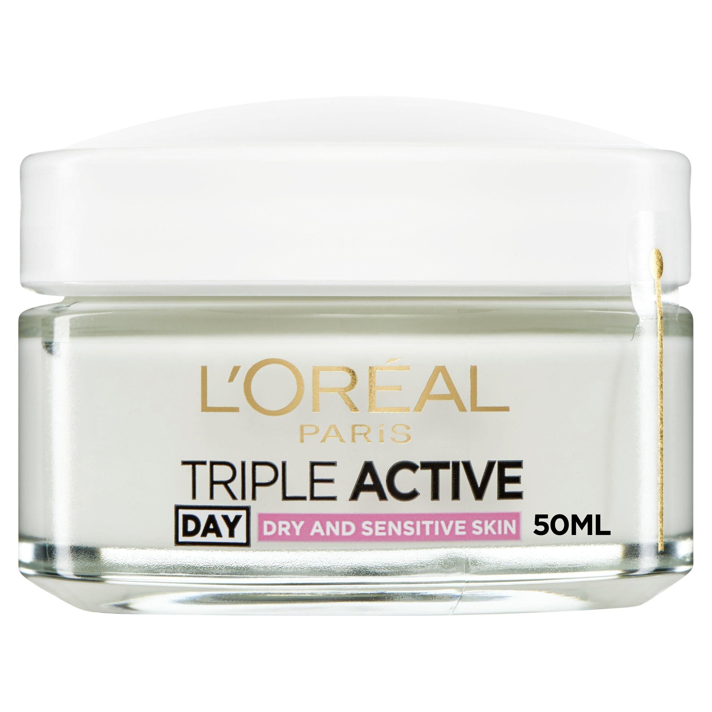 L'Oreal Paris Triple Active Day Moisturiser Dry &amp;amp; Sensitive Skin 50ml