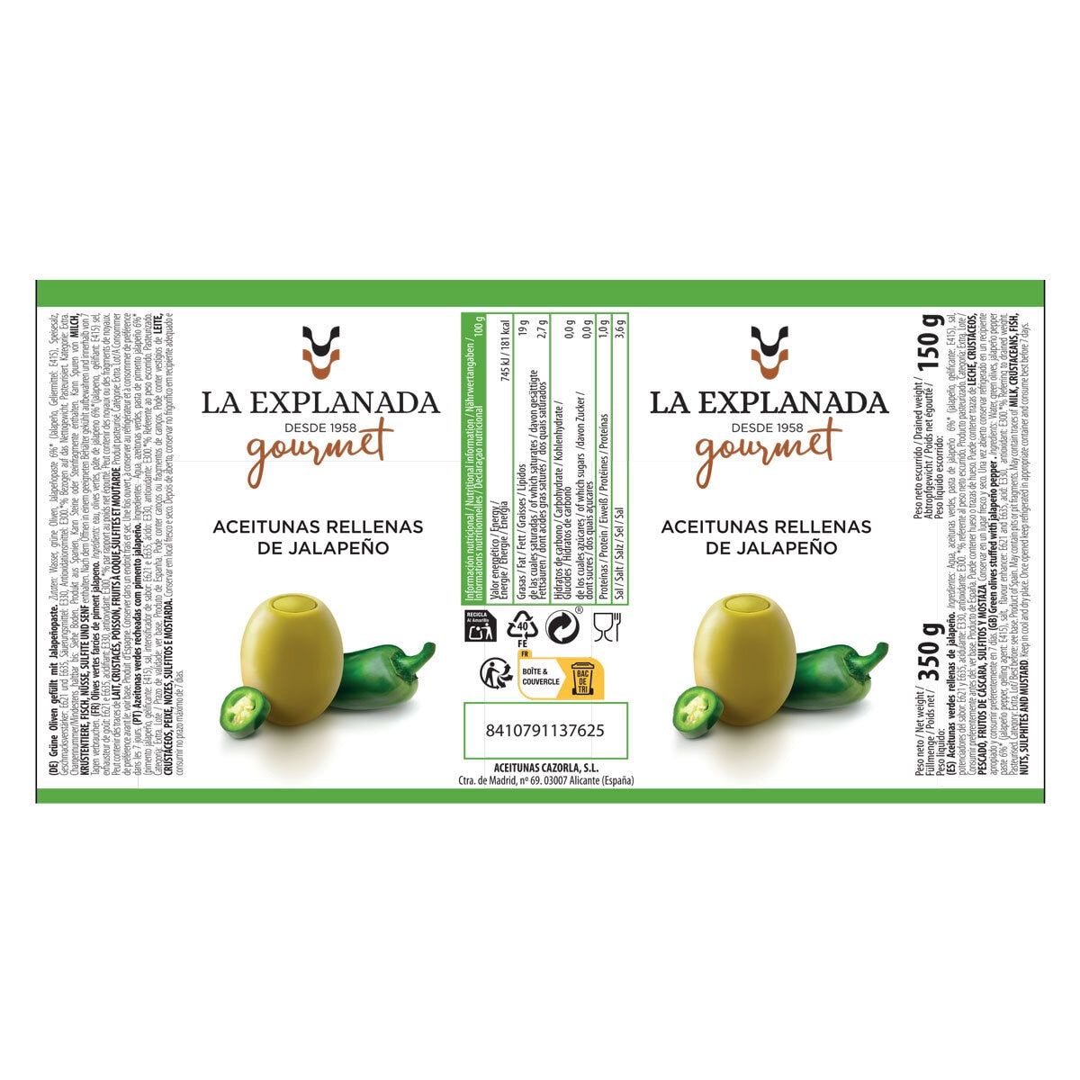 La Explanada Gourmet Flavoured Olives, 6 x 350g