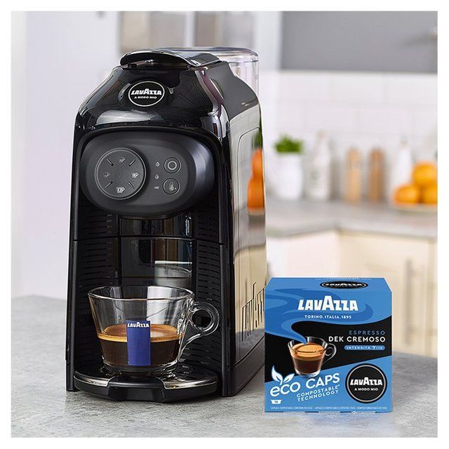 Lavazza A Modo Mio Compostable Dek Cremoso Coffee Capsules   16 per pack
