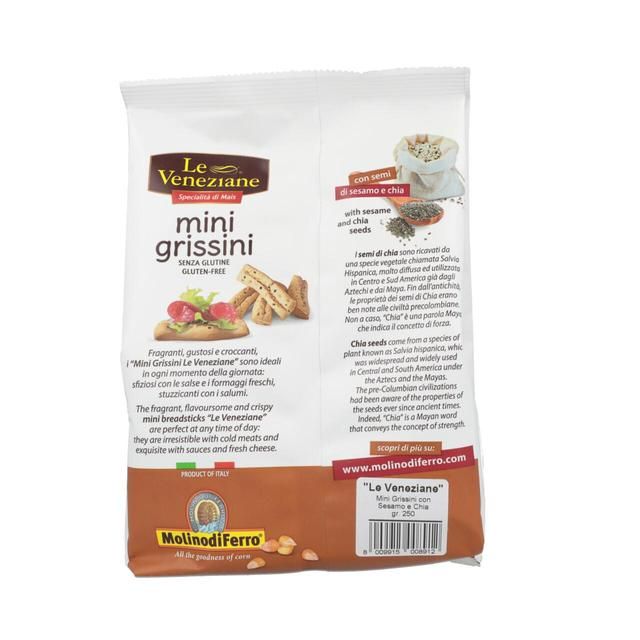 Le Veneziane Gluten Free Sesame &amp;amp; Chia Grissini Breadsticks   250g