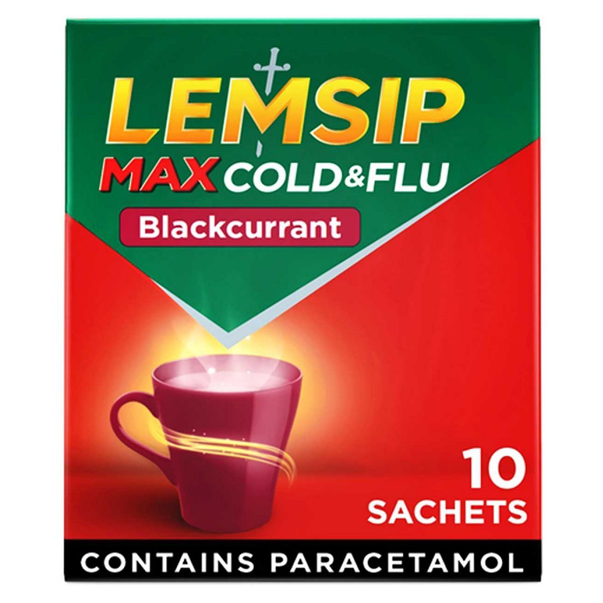 Lemsip Max Cold &amp;amp; Flu Blackcurrant Sachets - Paracetamol 10 Sachets