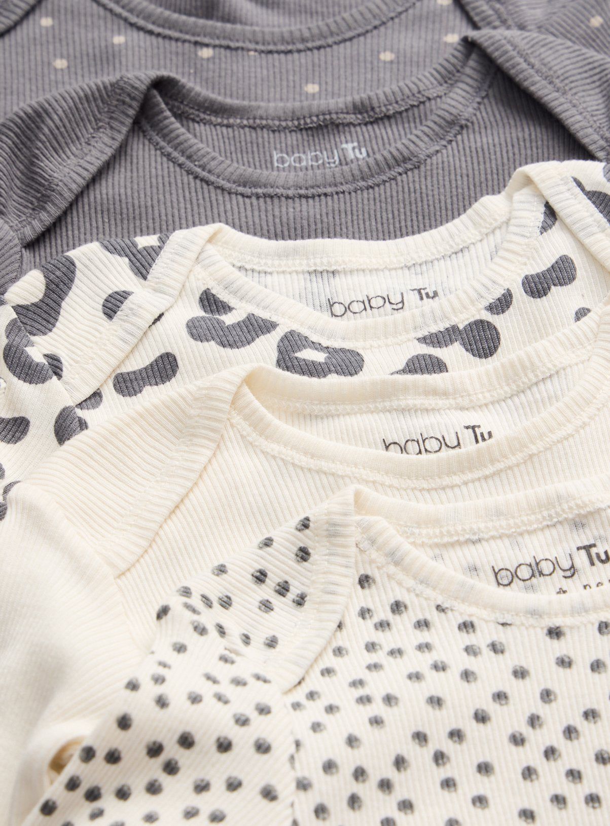 Leopard &amp;amp; Spot Printed Long Sleeve Bodysuits 7 Pack 3-6 months
