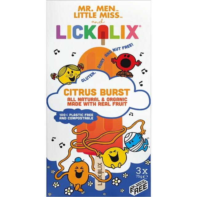 Lickalix &amp;amp; Mr Men Organic Citrus Burst Ice Lollies   3 x 75g
