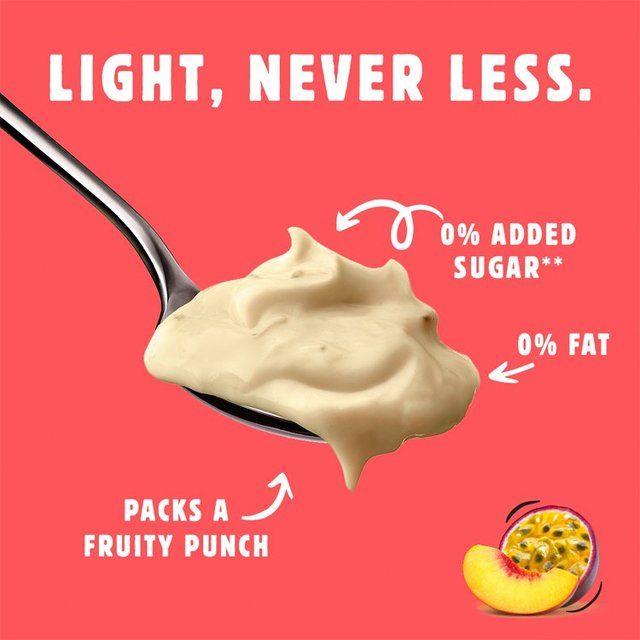 Light &amp;amp; Free Peach Passion Fruit 0% Added Sugar Fat Free Yoghurt   4 x 115g