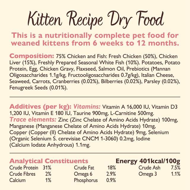 Lily's Kitchen Cat Chicken &amp;amp; White Fish Dry Kitten Food   800g