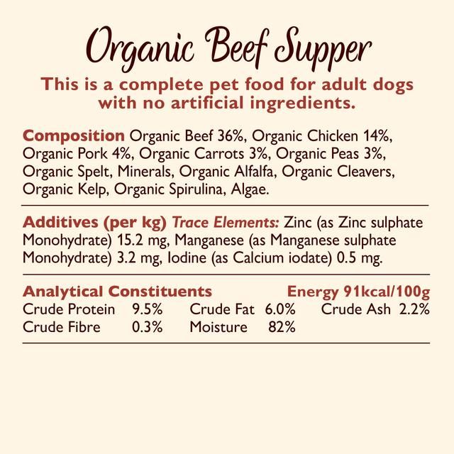 Lily's Kitchen Organic Beef &amp;amp; Spelt Supper for Dogs   150g