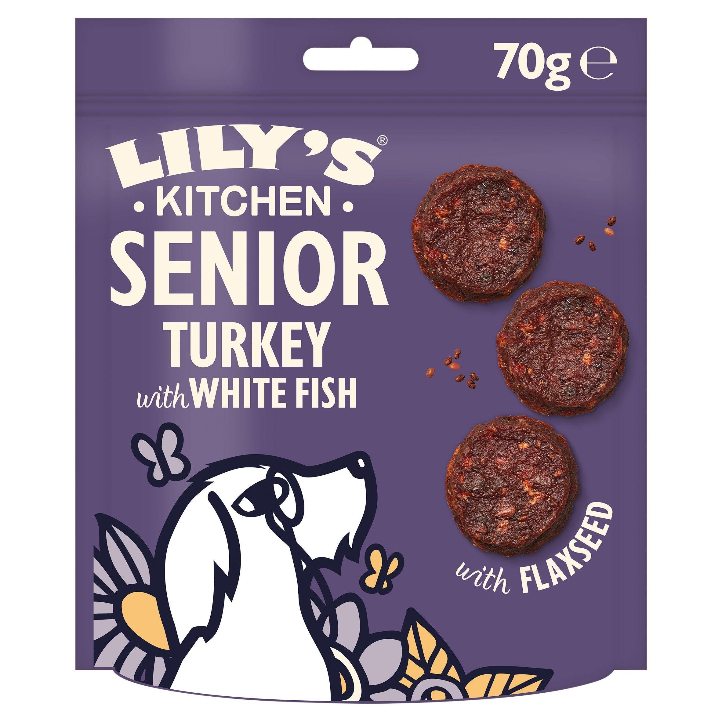 Lily's Kitchen Senior Turkey &amp;amp; White Fish Bites Dog Treats 70g