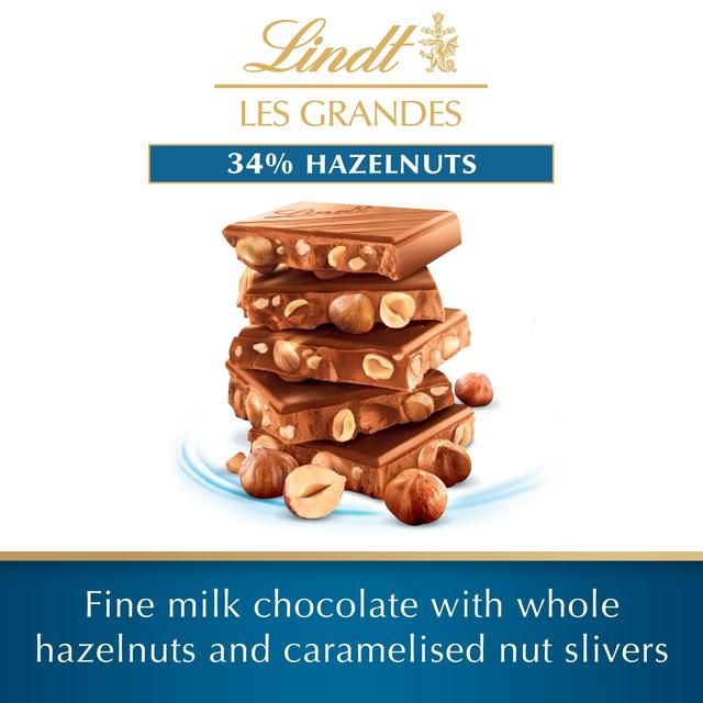 Lindt Les Grandes Hazelnuts Milk Chocolate Bar   150g