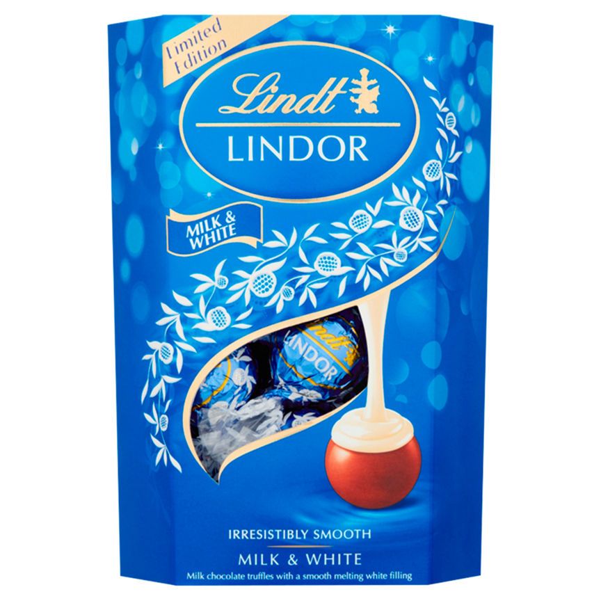 Lindt Lindor Milk &amp;amp; White Chocolate Truffles Box 200g