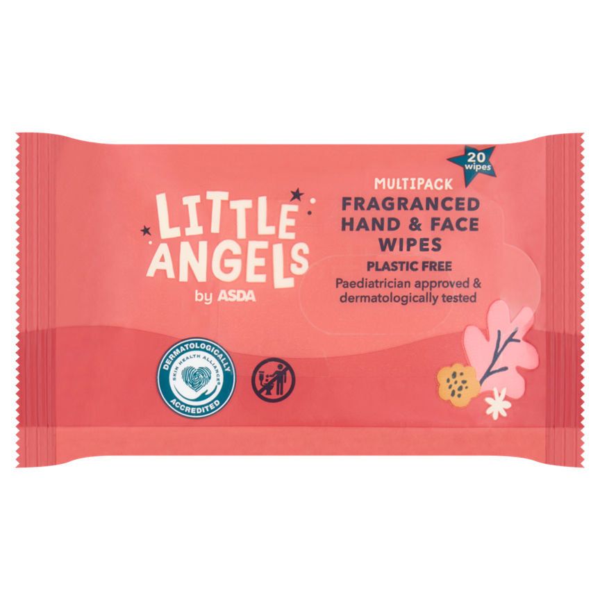 LITTLE ANGELS by ASDA 20 Multipack Fragranced Hand &amp;amp; Face Wipes 4 pack