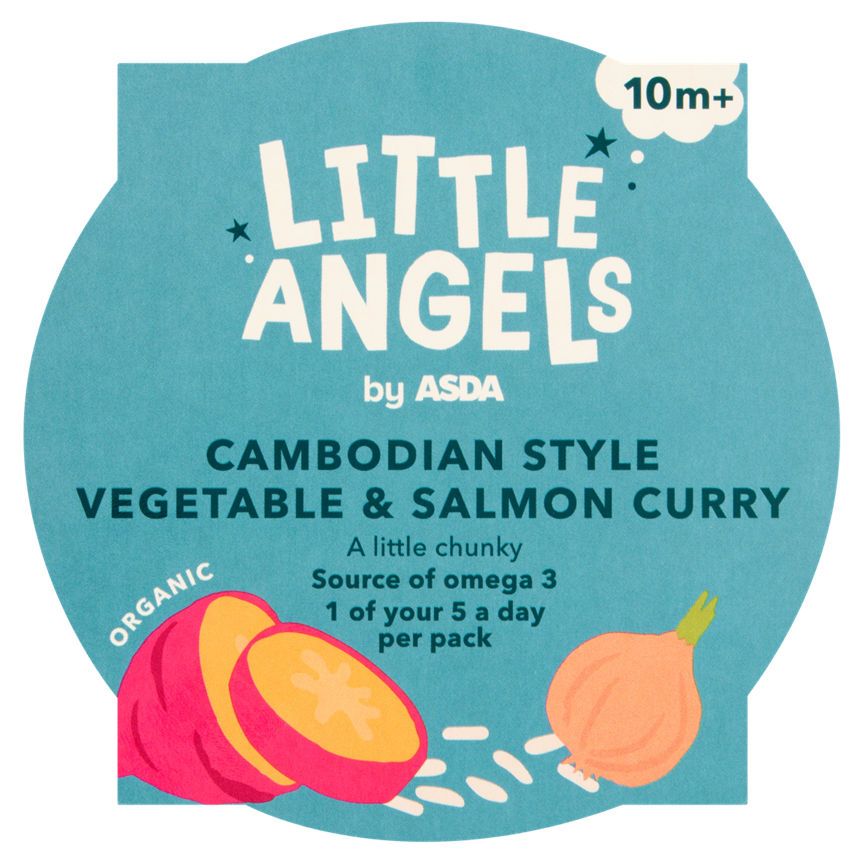 LITTLE ANGELS by ASDA Organic Cambodian Style Vegetable &amp;amp; Salmon Curry Baby Food 10+ Months