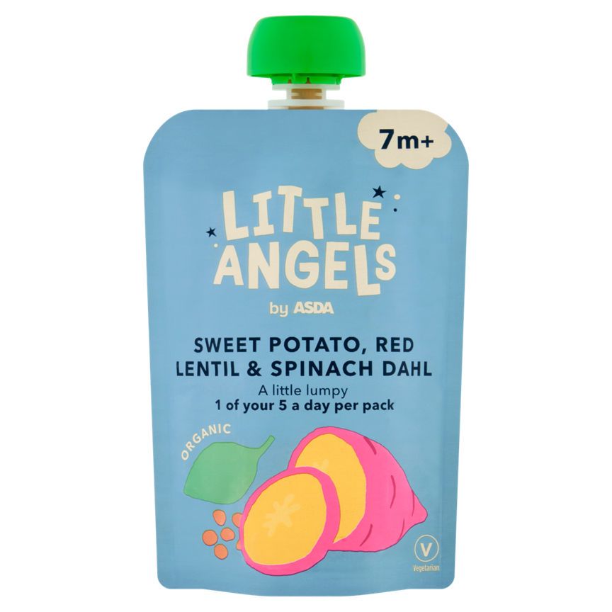 LITTLE ANGELS by ASDA Organic Sweet Potato, Red Lentil &amp;amp; Spinach Dhal Baby Food 7+ Months