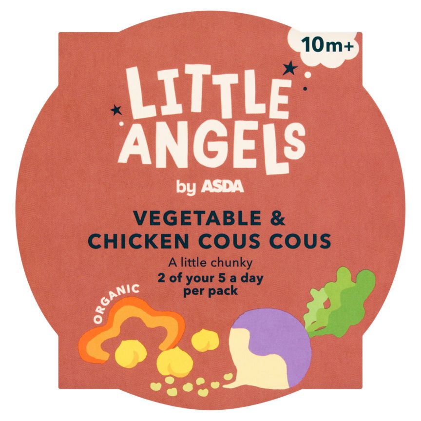 LITTLE ANGELS by ASDA Organic Vegetable &amp;amp; Chicken Cous Cous Baby Food 10+ Months